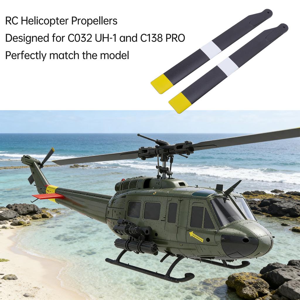 RC Helicopter Main Rotor Blades Lightweight Propeller Spare Parts Stable Flight Easy Installation Black