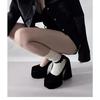 Women's Sexy Super High Heels 10cm 2025 Retro Black Waterproof Platform Shoes with Ankle Straps Lolita Shoes Zapatos De Mujer
