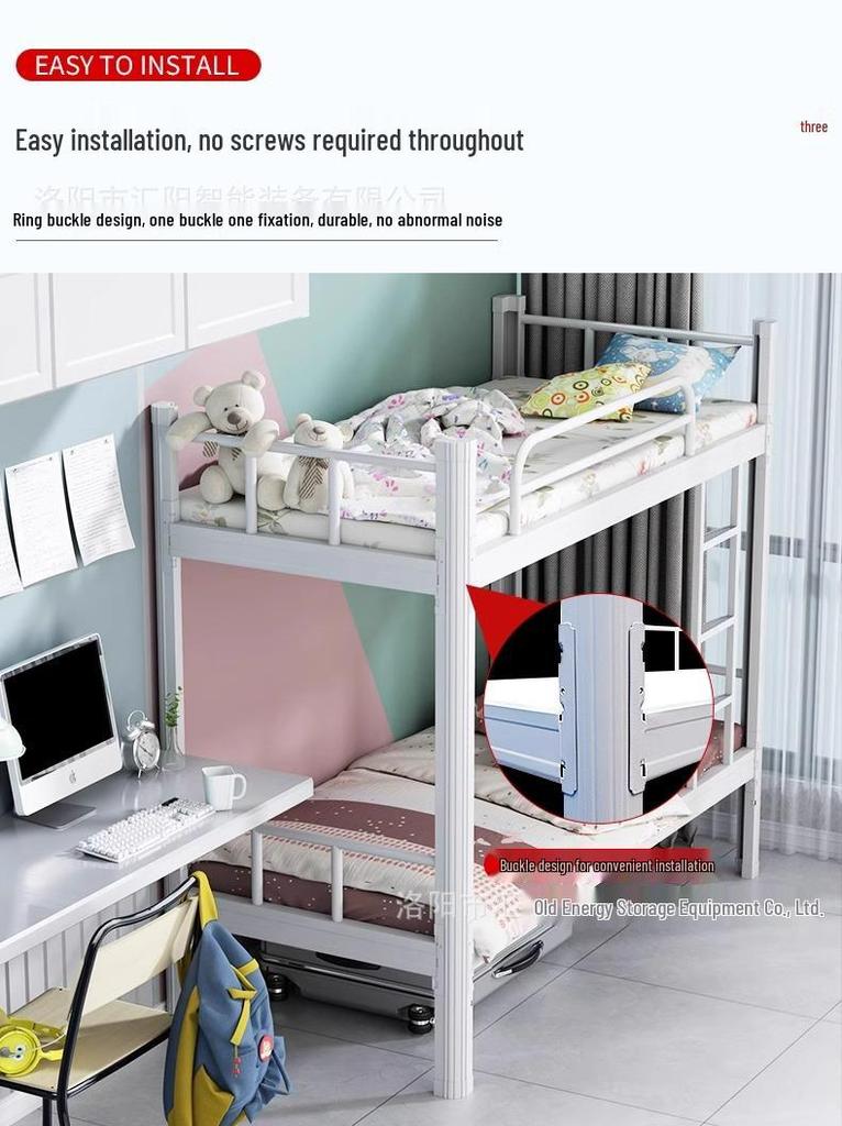 Double Layer Iron Art Bunk Bed for Dorms and Apartments