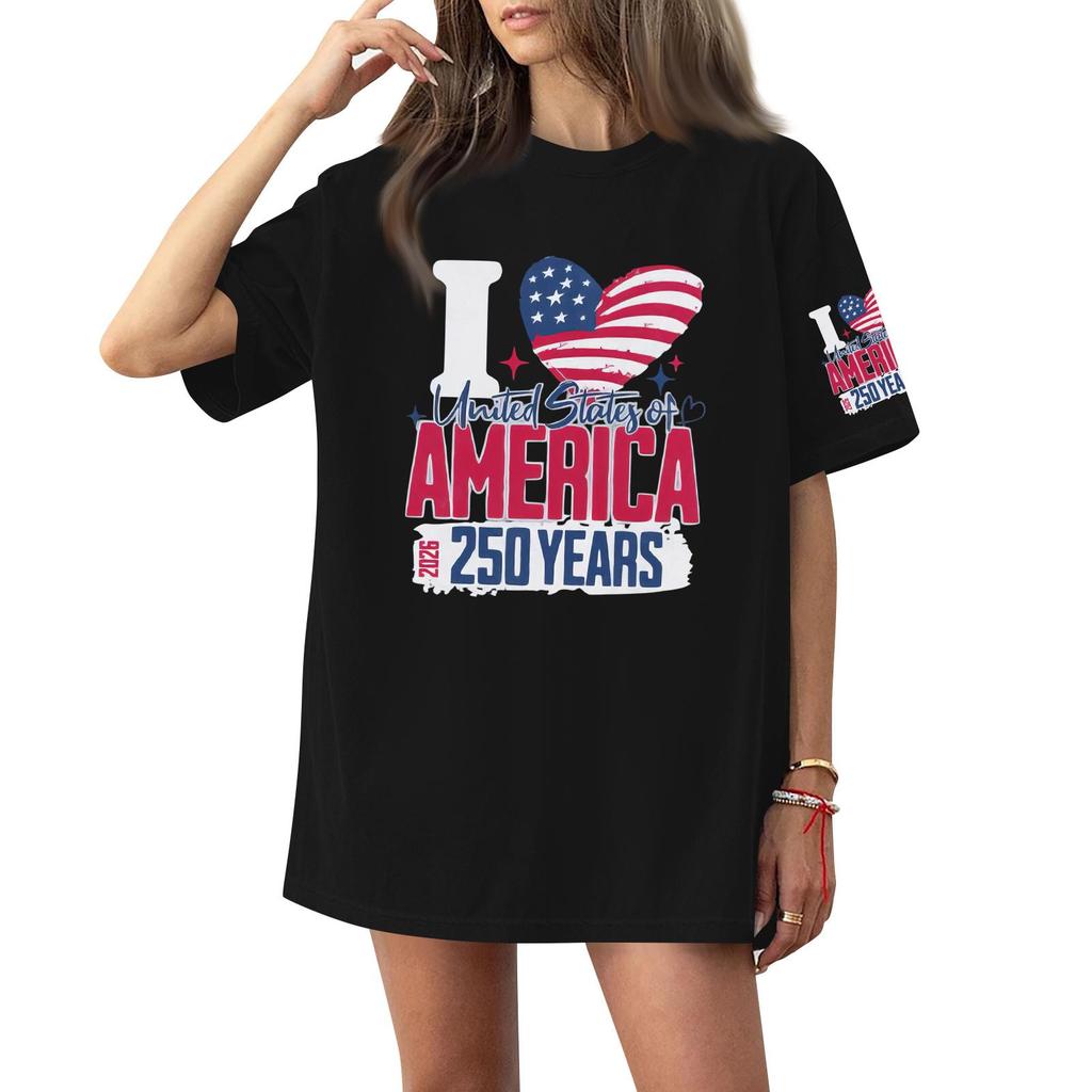 Damen Rundhals Bedrucktes Kurzarm T-Shirt Top