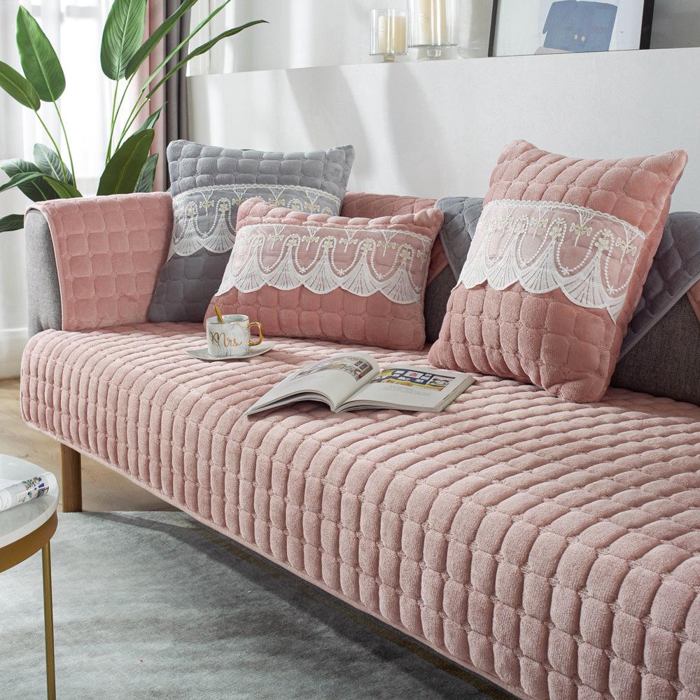 Winter Thickened Flannel Plush Sofa Cushion Winter Antislip Four Seasons Universal Simple Modern Cushion Cover Towel