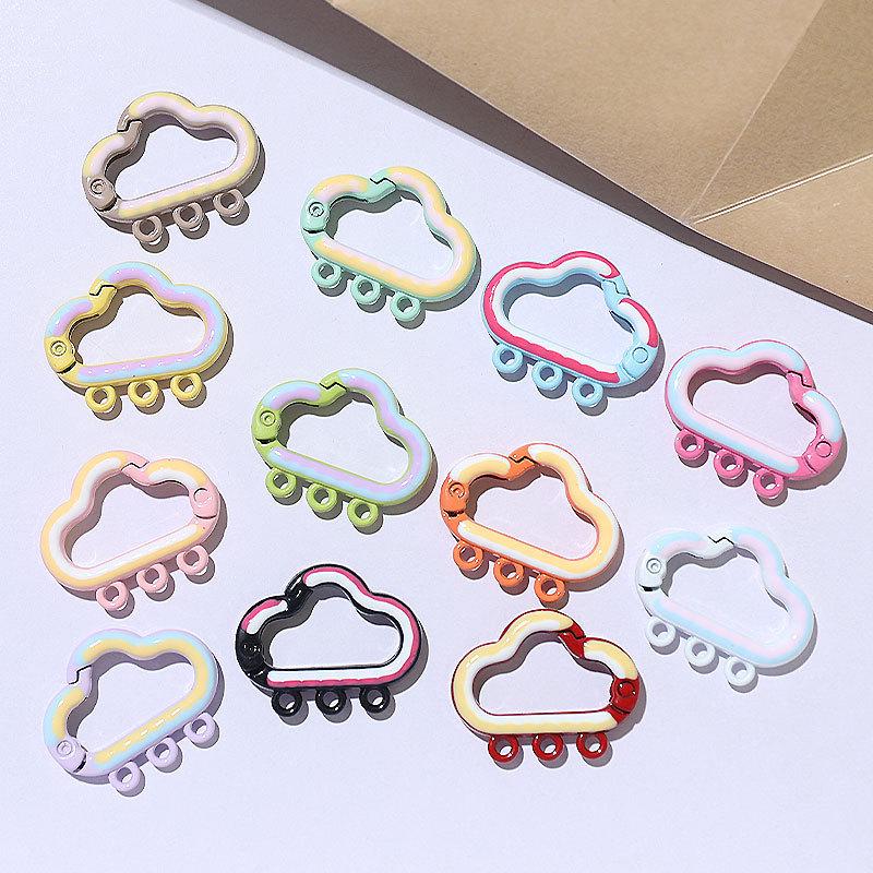 Colorful Cloud Spring Buckle Pendant Keyring - DIY Jewelry Accessory