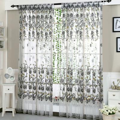Elegant Peony Tulle Curtain Romantic Transparent Curtain Window Treatment Sheer Curtains  Bedroom