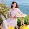 Sancai Minimalist Light Pink Lyocell A-Line Dress