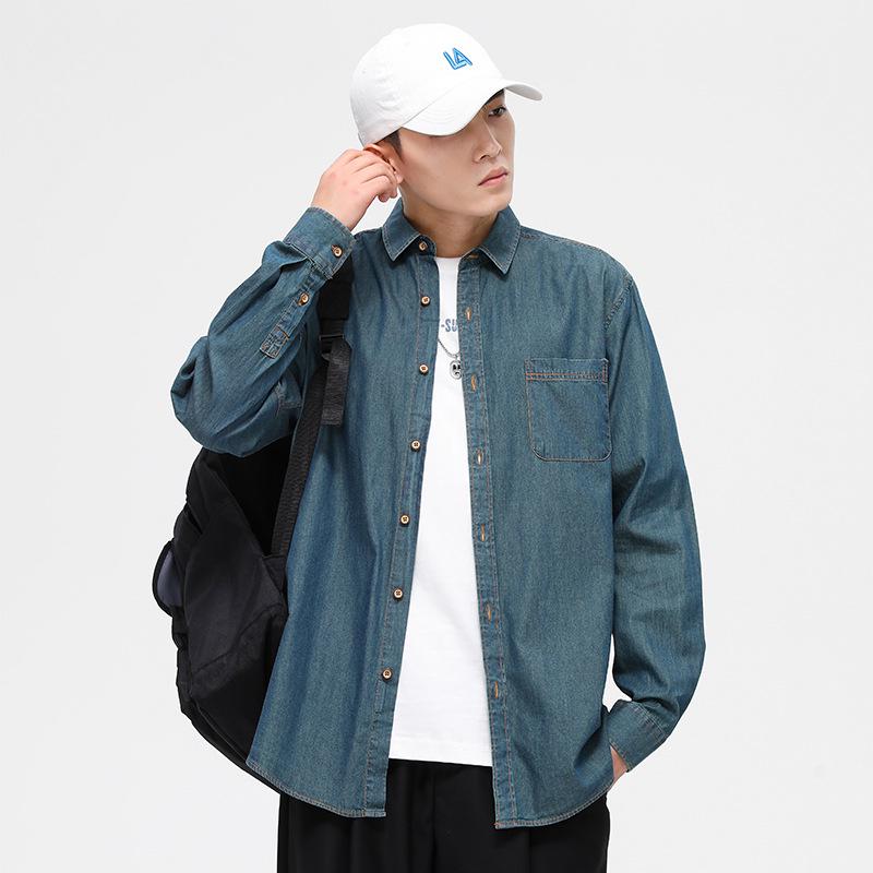 Camicia Casual Slim in Cotone Denim Giapponese da Uomo Dongyu per la Primavera