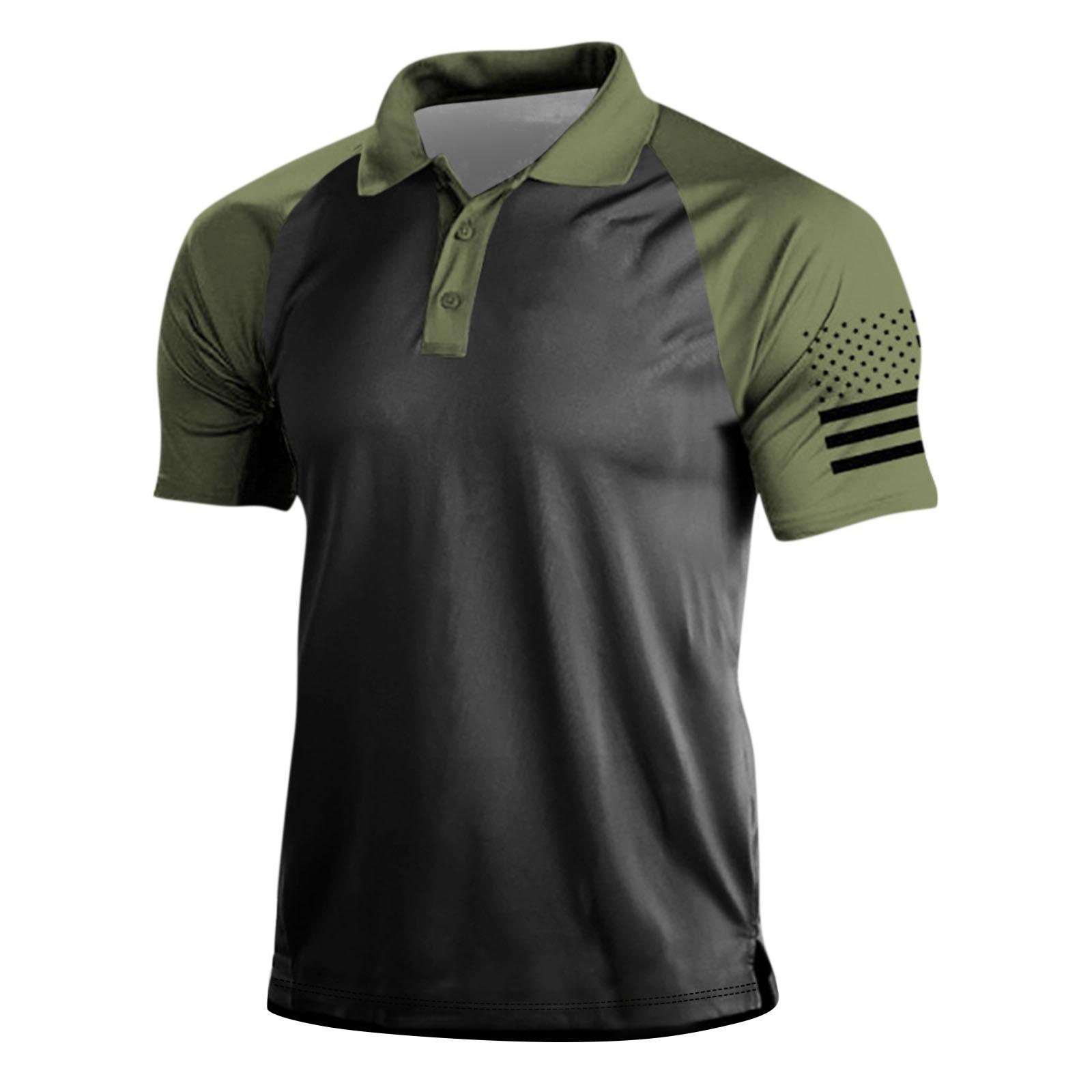 Европейский и американский мужской топ в стиле ретро на открытом воздухе топ с короткими рукавами и цифровой печатью L армия зеленый 1588₽