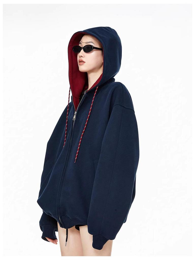 Men's Retro Color-Block Patchwork Hooded Cardigan - Casual Autumn Sweatshirt