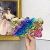 Acrylic Mini Square Clutch Bag With Glossy Gold Wave Design Hard Shell Crossbody Phone Purse Evening Party