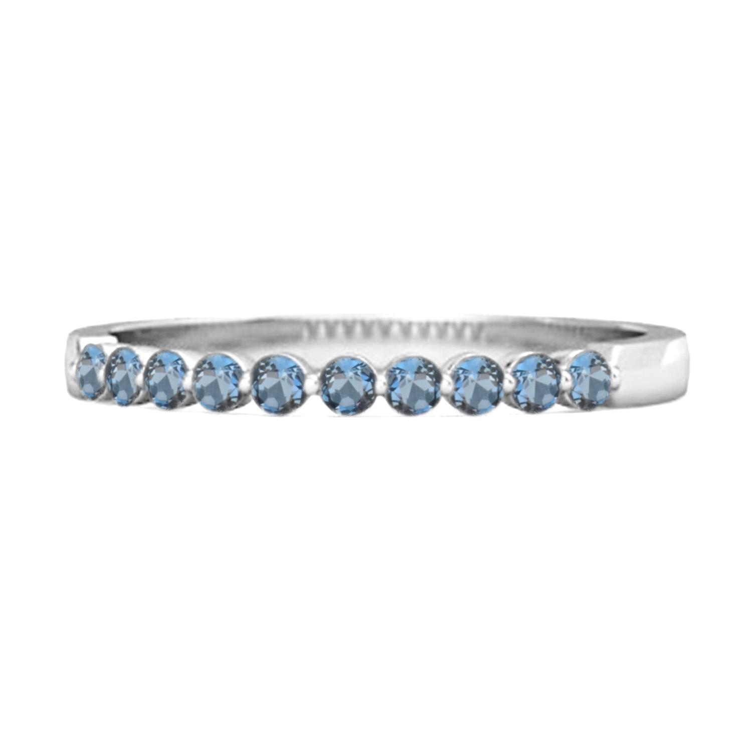 London Blue Topaz Half Eternity Design Band Ring - 925 Sterling Silver 10.5 белый