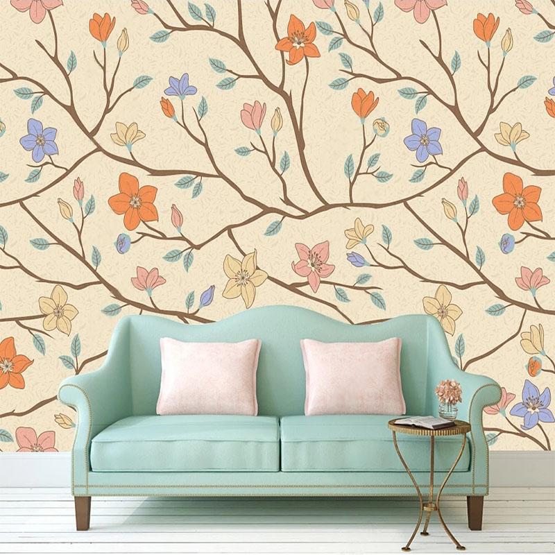 3D-Wandtapete im europäischen Stil, Vintage, alt, warm, Blumenhintergrund, Tapete für Schlafzimmer, Wandgemälde