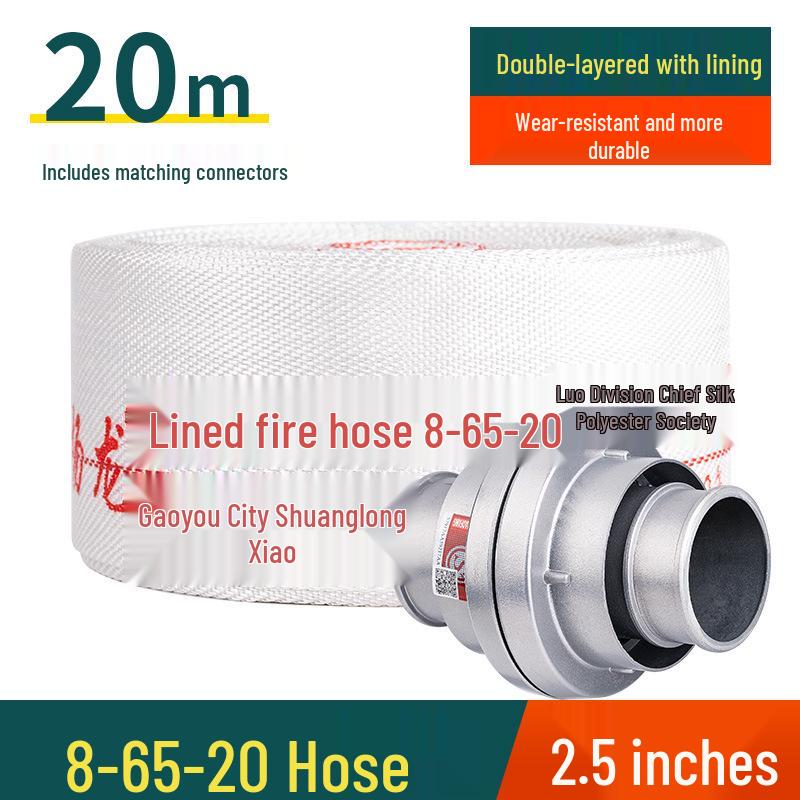 2,5-Zoll Typ 8 Hochdruck-Feuerwehrschlauch, 65 Nationalstandard, Erhältlich in 20/25 Metern, mit Polyurethan-Wasserschlauch, Tasche und Pistolenkupplung