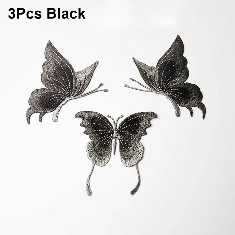 3Pcs/Set Mesh Embroidered Butterfly Patches DIY Clothes Patches  Hats Skirt Legging Hair Clips Decor