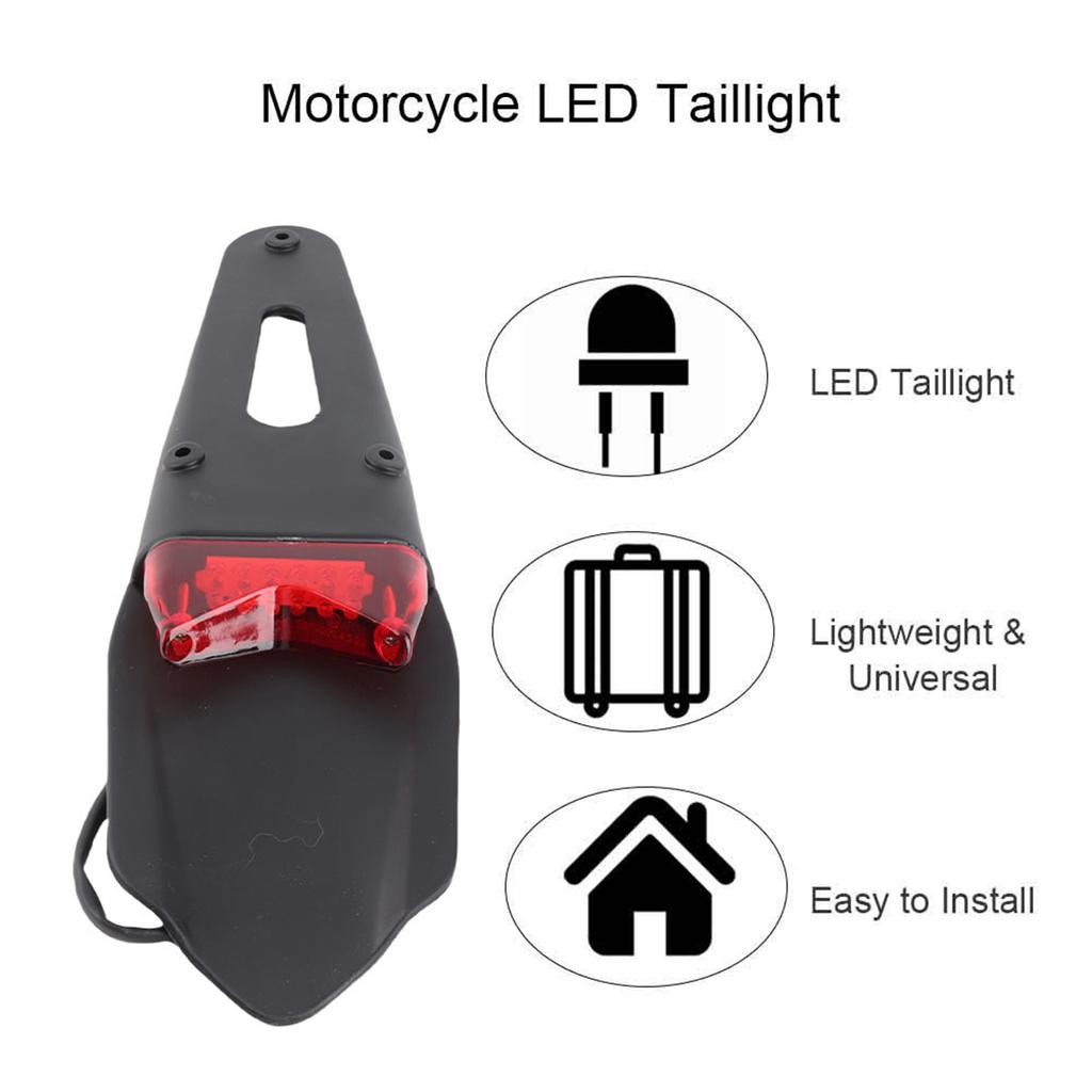 Motorcycle Brake Tail Lights LED Rear Mudguard License Plate Lights For Dirt Bike Off Road