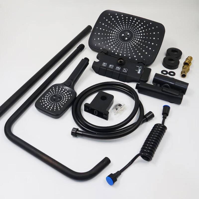 Jingu Lao Elegant Black Copper Piano Button 4-Function Shower System