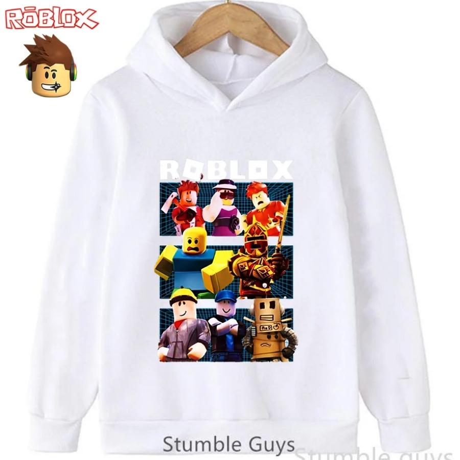 Moletom de Outono Roblox para Crianças 3-12A Moda com Capuz Estampa 3D de Personagem de Jogo Roupas Esportivas Casuais para Meninos e Meninas