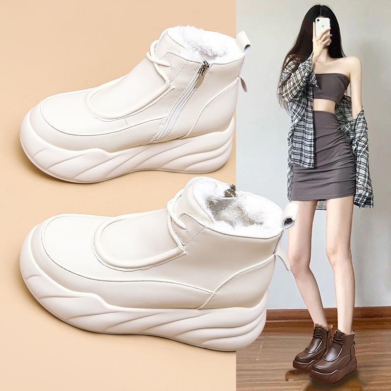 Spot Snow Boots Women's Winter Casual Fashion Versatile Low-top Thick-soled Thick Velvet Warm Short Boots Side Zipper Women's Boots