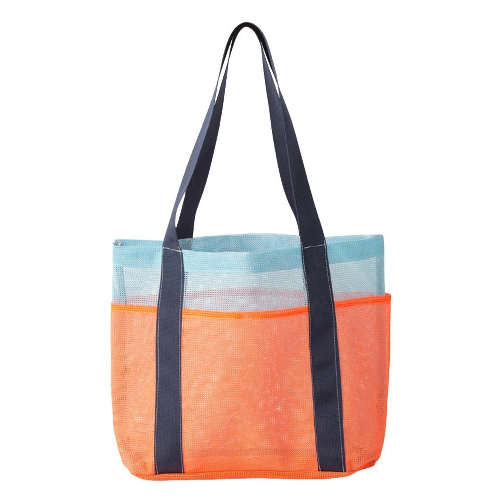 

New Handheld Swimming Bag Mesh Foldable Beach Bags Large Capacity Cosmetic Bag оранжевый