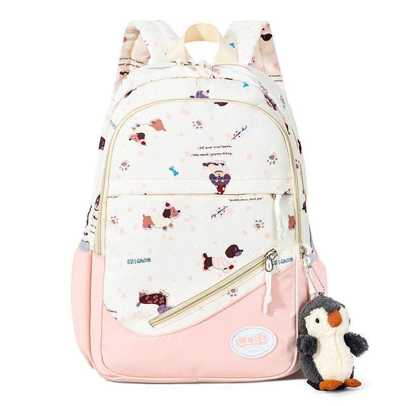 

New schoolbag female Korean version junior high school girl high school student large capacity backpack Mori cute printed backpack single bag [without pendant] розовый