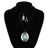 Vintage Denim Style Hat Turquoise Neck Chain Choker Ethnic Style Personalized Flannel Wrapped Necklace