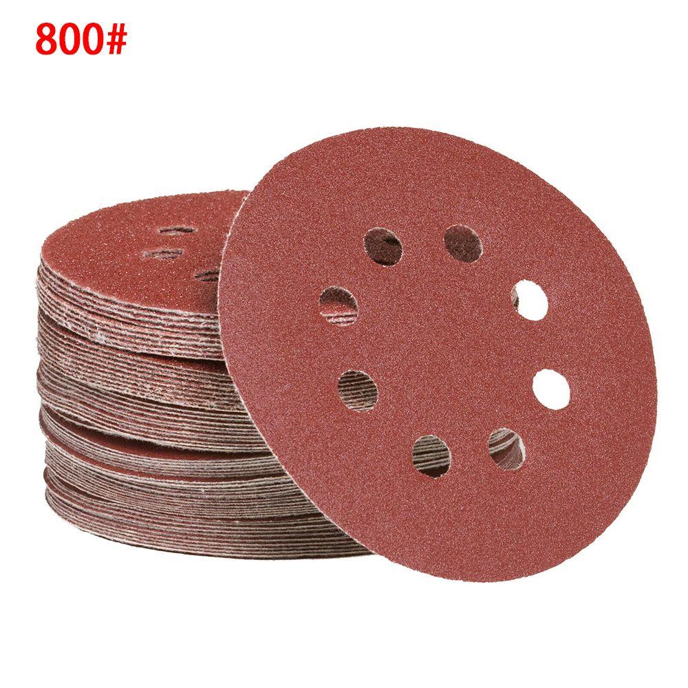 5 Inch 8 Hole Perforated Self Adhesive Sanding Discs Oxide Dry Sandpaper Polished Red Sandpaper