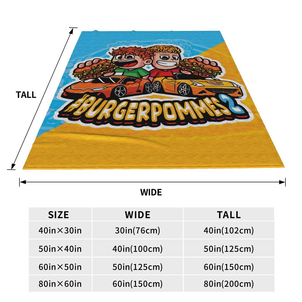 LukasBS Burgerpommes Cartoon Blankets Flannel ICrimax Game Music Portable Super Warm Throw Blanket for Home Outdoor Bedspread
