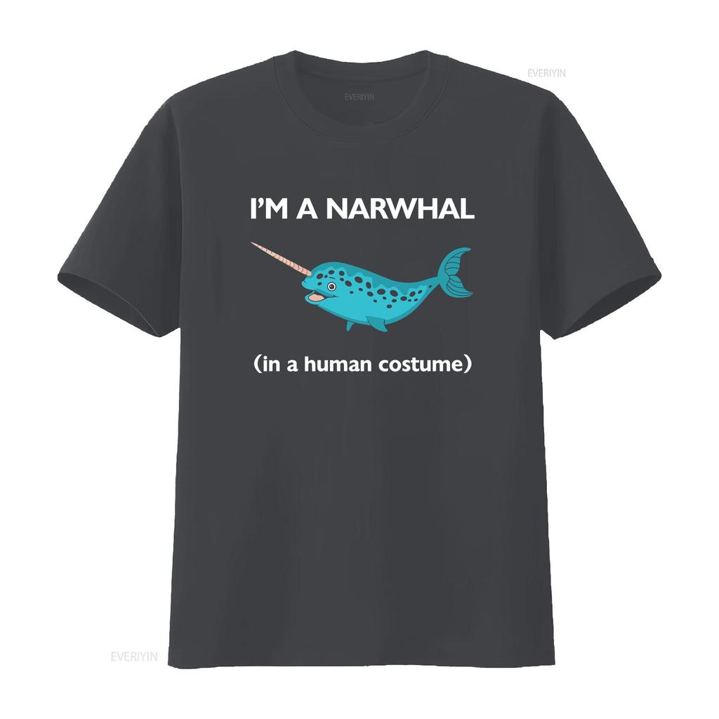 Funny I Am A Narwhal In Human Costume Fish Sea Ocean T Shirt Vintage Washed Casual Soft Stretched Comfortable Breathable