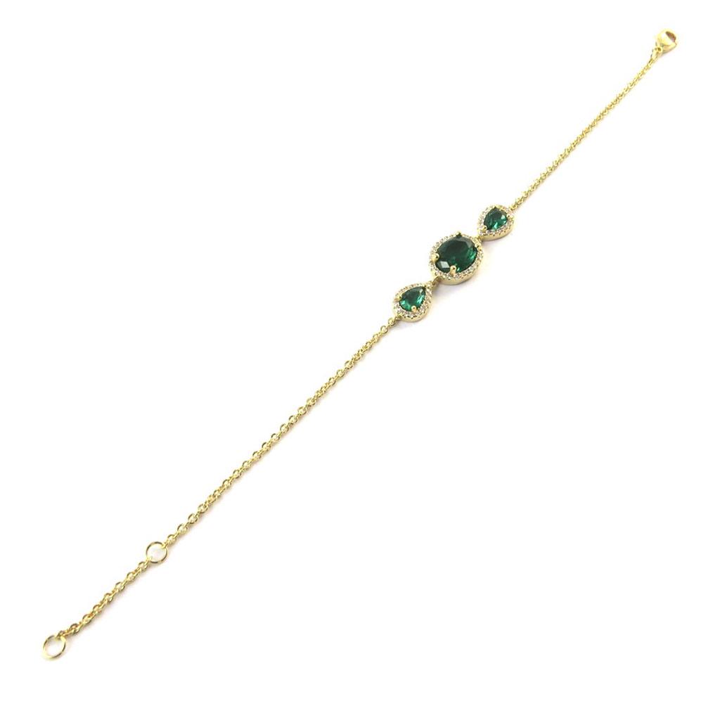 Les Trésors De Lily [N5402] - Gold Plated Bracelet 'Sissi' Golden Green