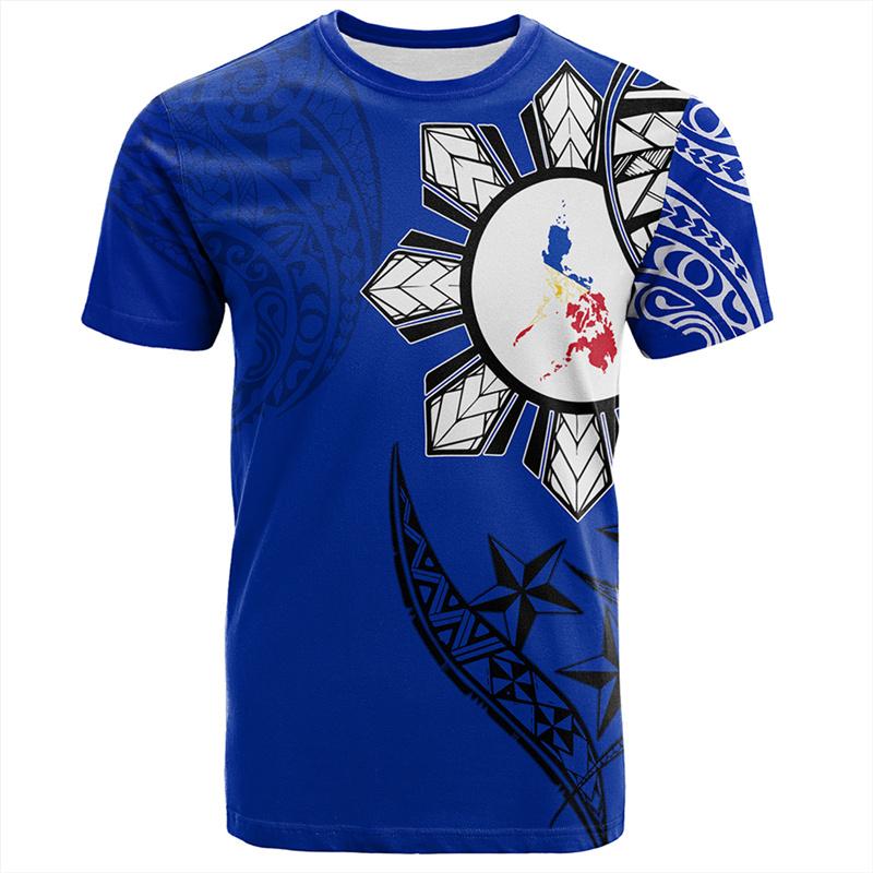 Fashion Philippines 3D Printed T Shirt For Men Summer Short Sleeves Hawaiian Crew Neck Tees Women Casual Polynesian T-shirt