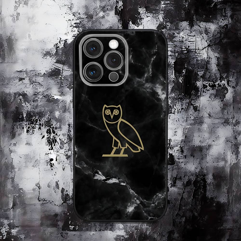 Custodia per Telefono D-Drake O-OvO OWL Per iPhone 16,15,14,13,12,11,Pro,Max,Plus,X,XS,SE,E,Mini, Custodia Nera in Silicone Morbido