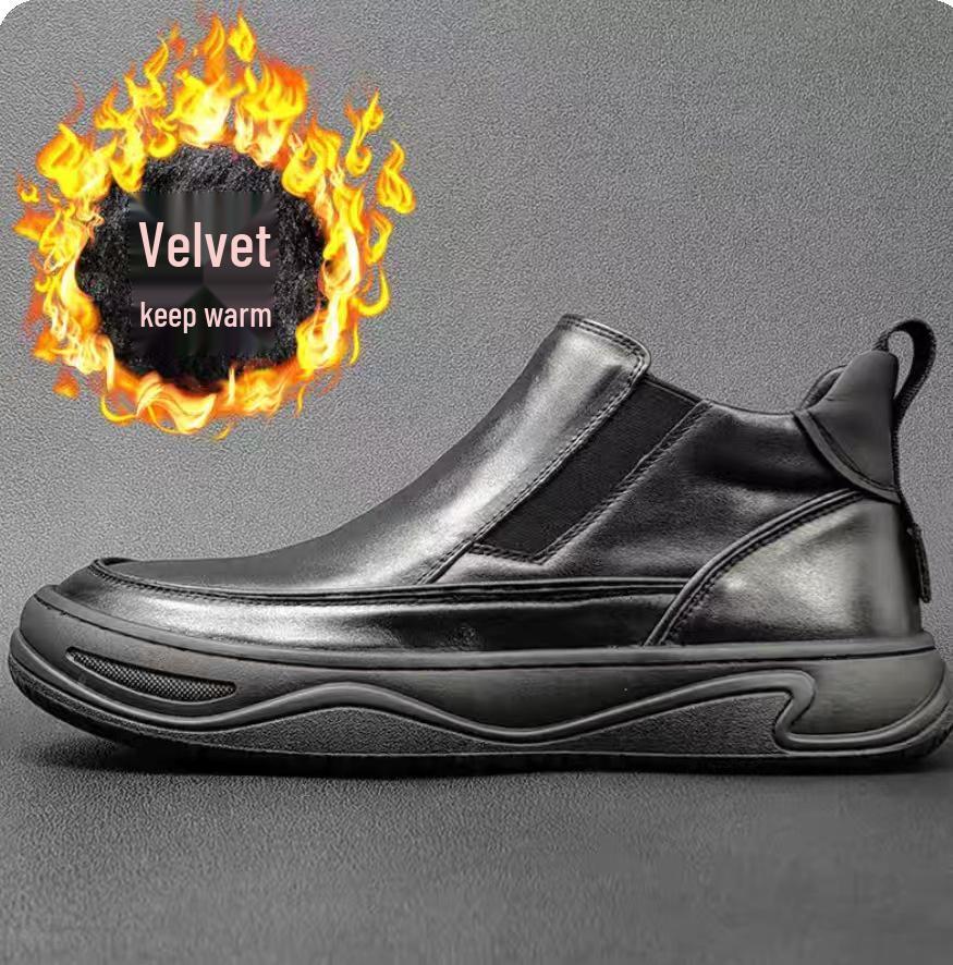 

Мужские ботильоны из натуральной кожи слипоны с высоким голенищем - Коллекция Осень/Зима 2025 41