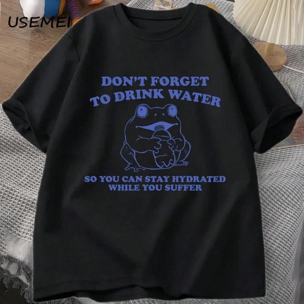 Stay Hydrated While You Suffer T-Shirt Vintage Style Funny Frog Graphic Tee Summer Short Sleeve T-Shirts Tees Wounisex Shirt
