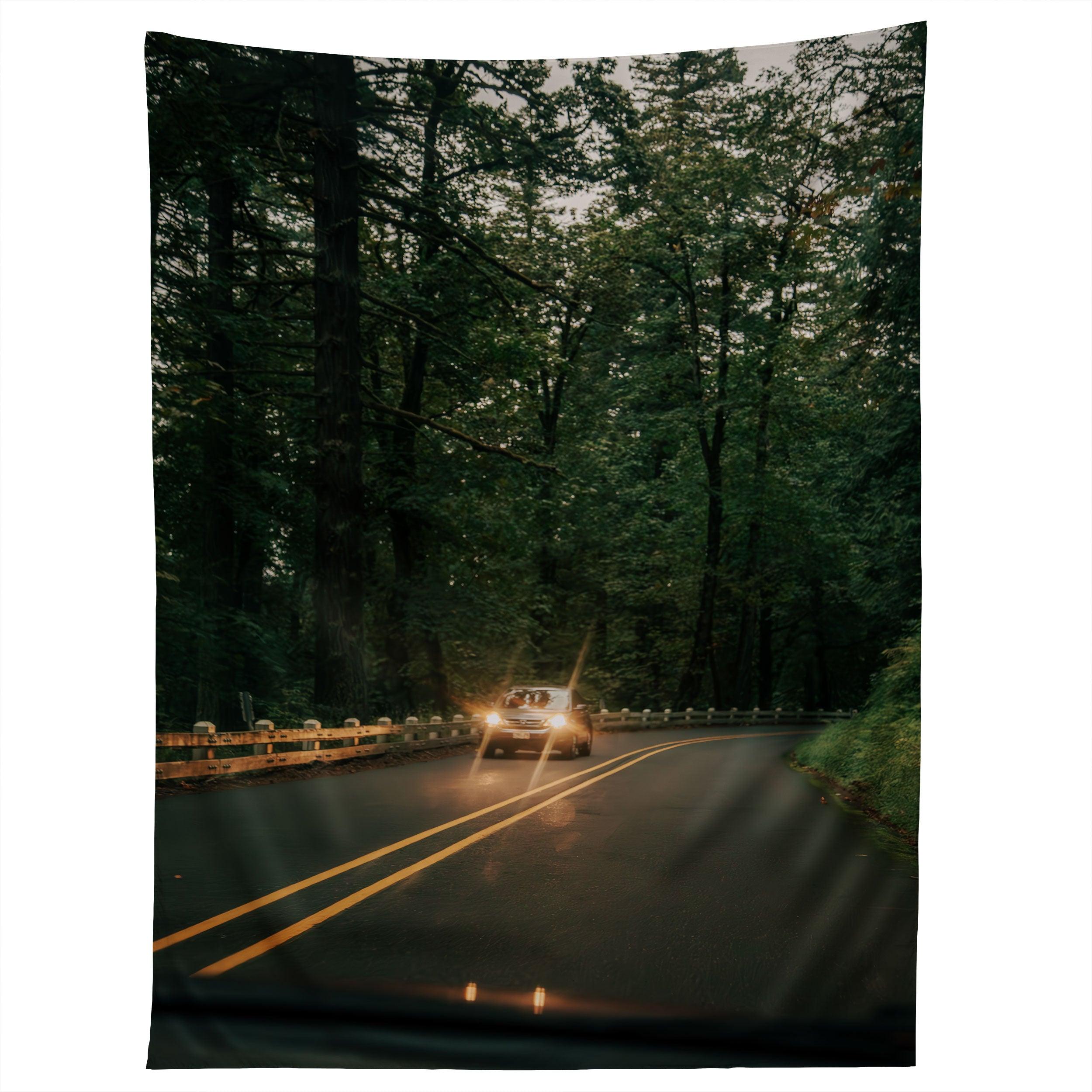 HEADLIGHTS IN THE FOREST tapestry 75x100