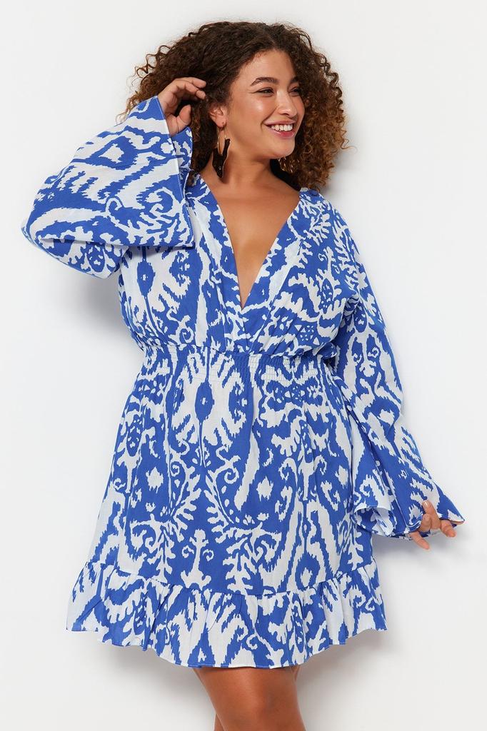 Women's Style Plus Size Dress Black Ethnic Skater Mini Woven Plus Size Beach Dress