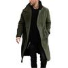 Men's Solid Color Splicing Button Pocket Work Jacket Men's Casual Long Coat