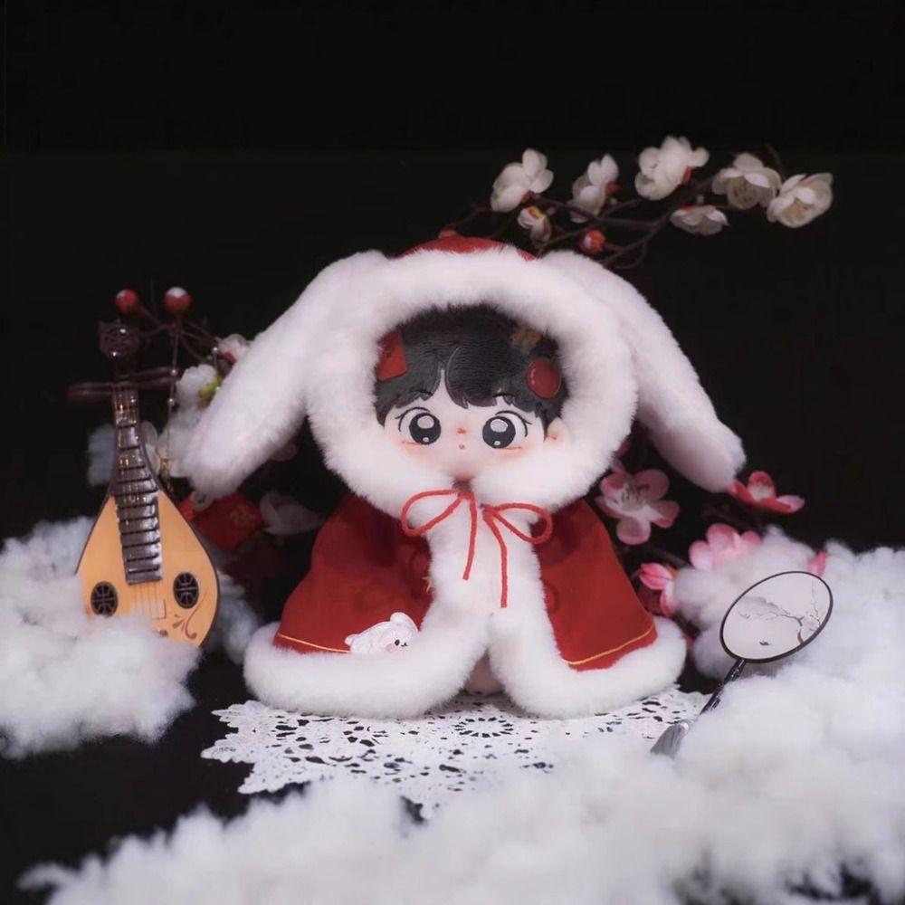 20CM Doll New Year's Clothing Hairy Mini Clothes High Quality Doll Plush Cloak  20cm Cotton Doll
