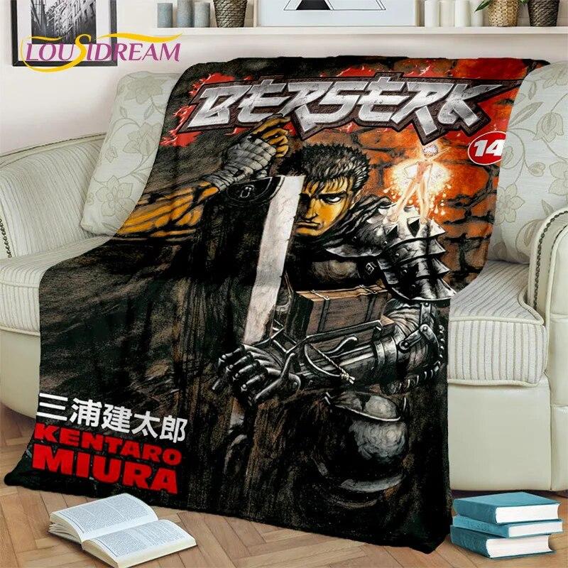 3D Anime Calssic Berserk Cartoon HD Blanket,Soft Throw Blanket for Home Bedroom Bed Sofa Picnic Travel Office Cover Blanket Kids