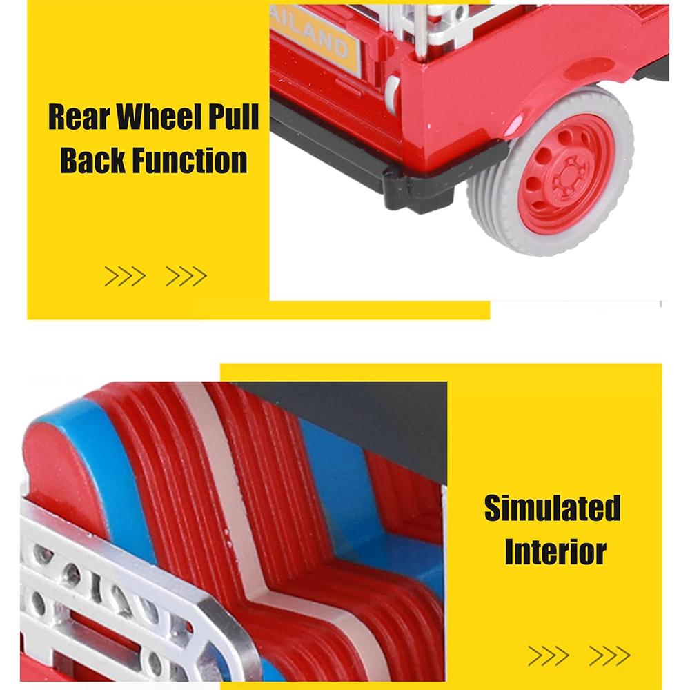 Tirare indietro il triciclo tailandese, giocattolo modello di auto Tuk Tuk TAXI in lega ad alta simulazione per regali per bambini