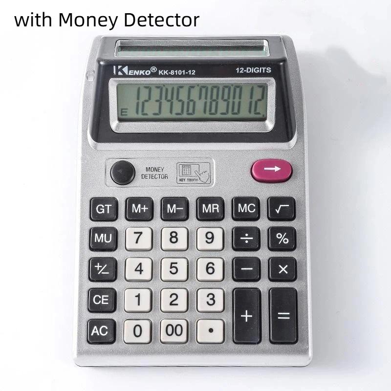 

Калькулятор з подвійним дисплеєм та детектором грошей, 12 цифр, електронний, на сонячній енергії