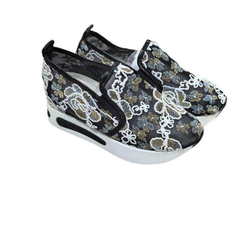 Mesh Single Shoes One Foot Wearing Shallow Mouth Thick-soled Fabric Single Shoes with A Round Toe