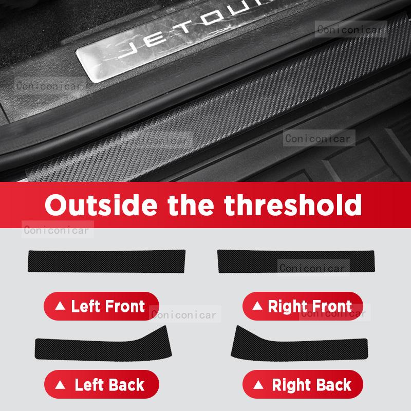 Car Carbon Fiber Door Sill Sticker For CHERY JETOUR T2 2024 2025 Threshold Pedal Anti-scratch Interior Decoration Accessories