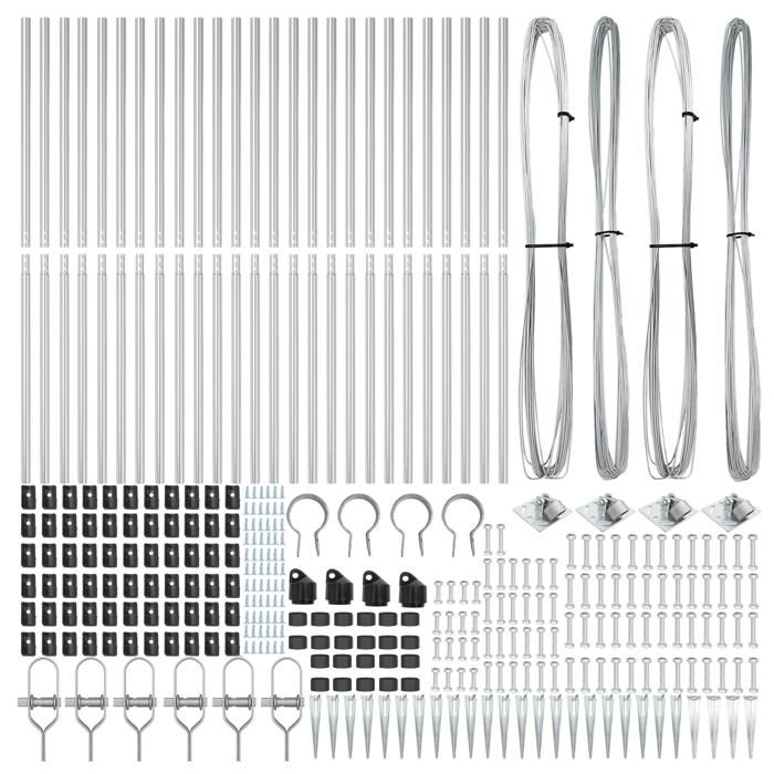 Posts de clôture vidaXL avec pointe 26 pcs Ø32 mm 160 cm en acier galvanisé 3350211
