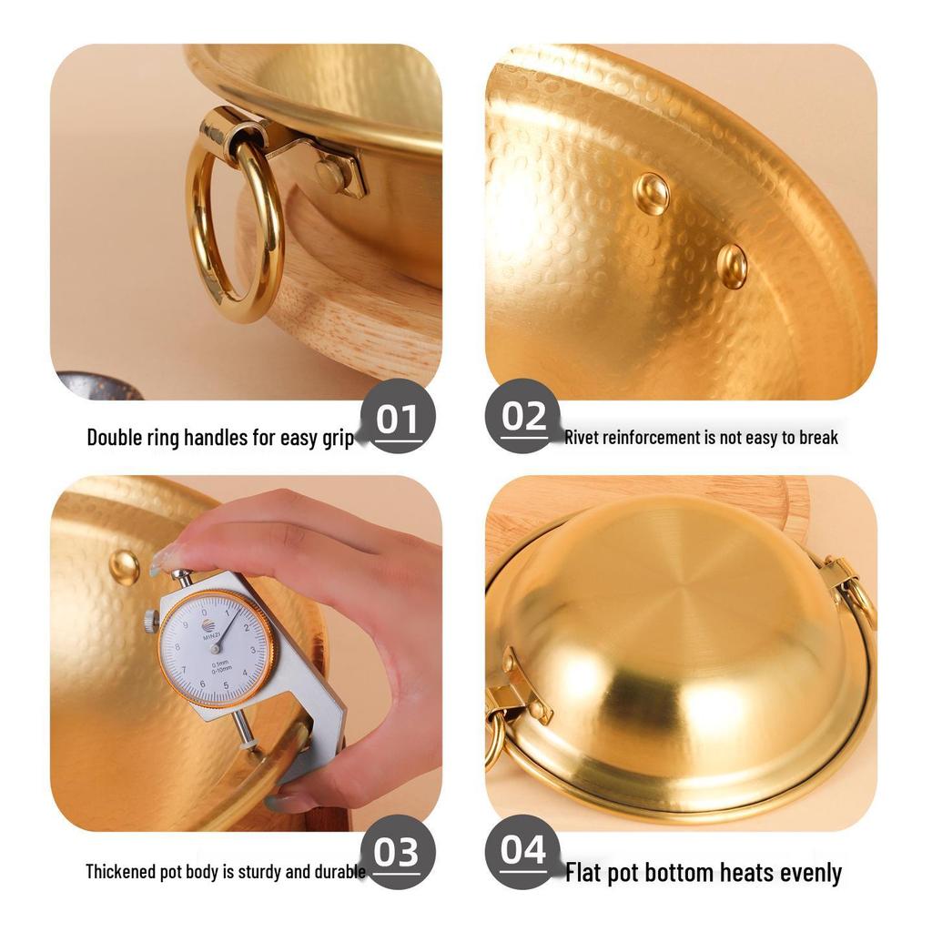 Grote Roestvrijstalen Hete Pot in Koperstijl voor Schaap, Lam en Vis