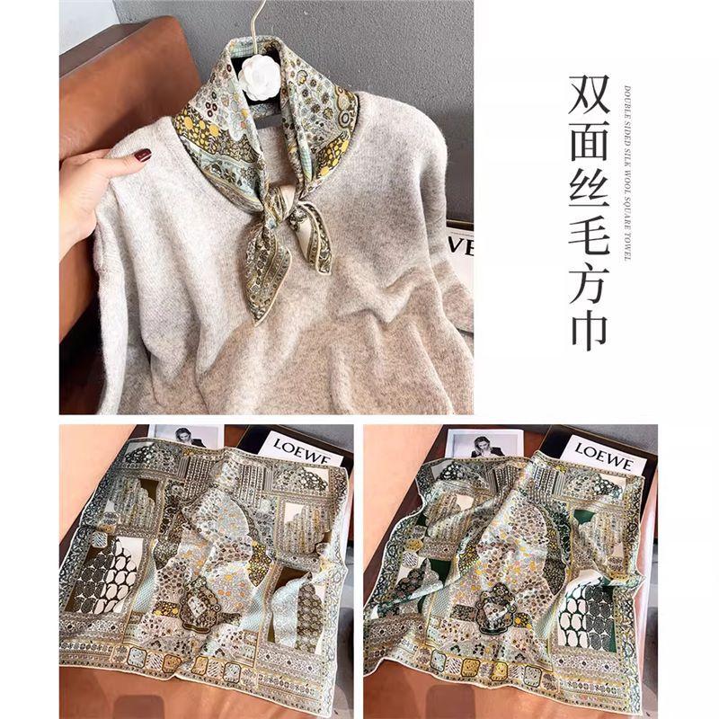 Mulberry silk wool 65 silk wool blended Persian carpet square scarf collection autumn and winter retro versatile silk scarf women