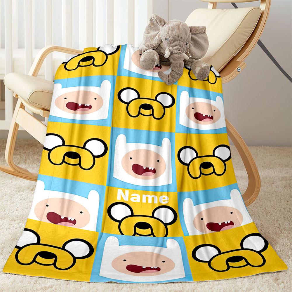 Adventure Time Faces Personalized Text Blanket Multi-purpose Customizable Blanket Ultra-Soft Great for Office Chair Picnics Nap