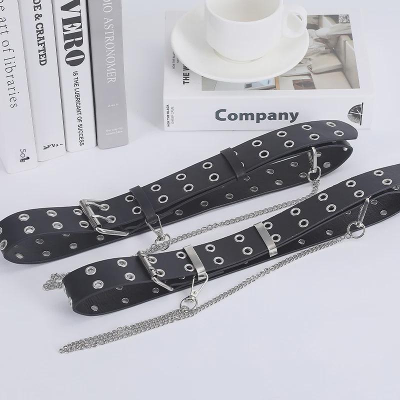 Chic Women's Double Eyelet Belt - European & American Fashion, Korean Style, Elegant All-Match Accessory