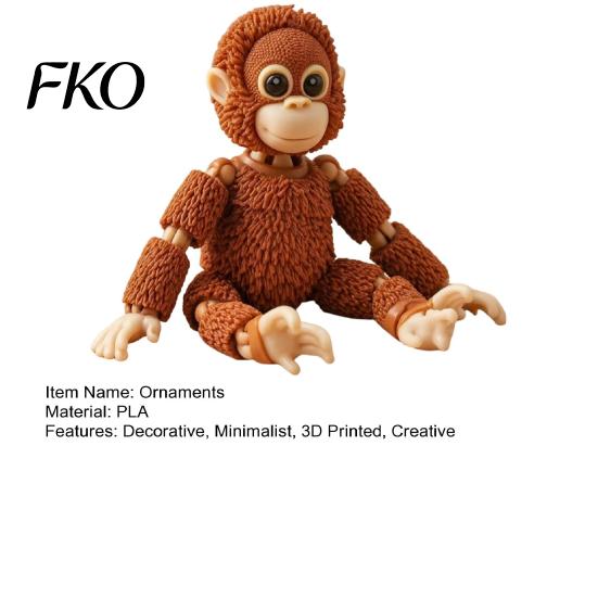 Office Desk Ornament 3D Printed Mini Gorilla Figurine with Articulated Joints, Small Desktop Stress Relief Toy, Creative Cute Animal Model Gift