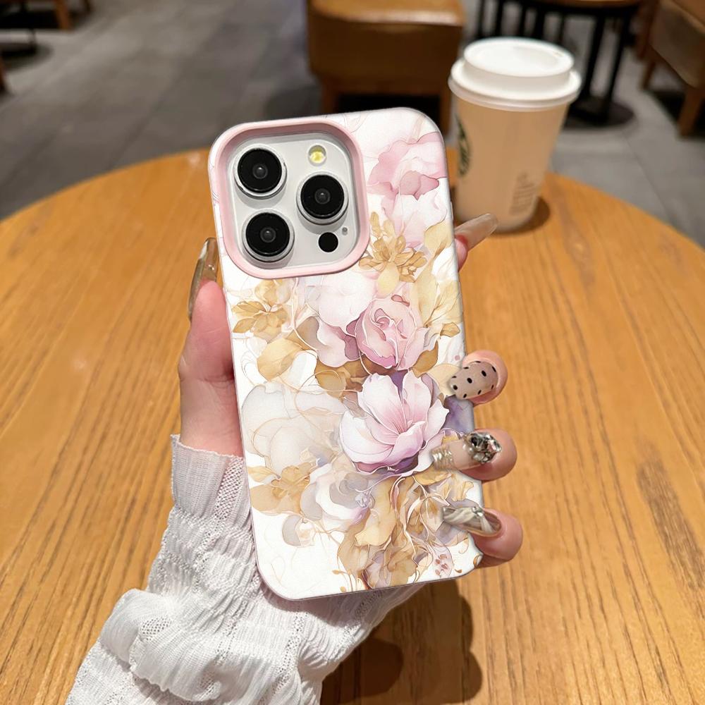 European Flower Pattern Phone Case For Iphone 17 16 Plus 13 Pro Max 11 15 12 14 17E 16E Transparent Full Camera Protection Cover