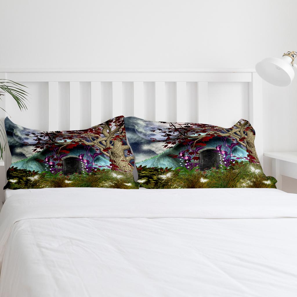 Cartoon Tree House Moon Bedding Set 3pcs Boys Girls Duvet Cover Pillowcase Kids Adult Quilt Cover Double Bed Set Home Textile