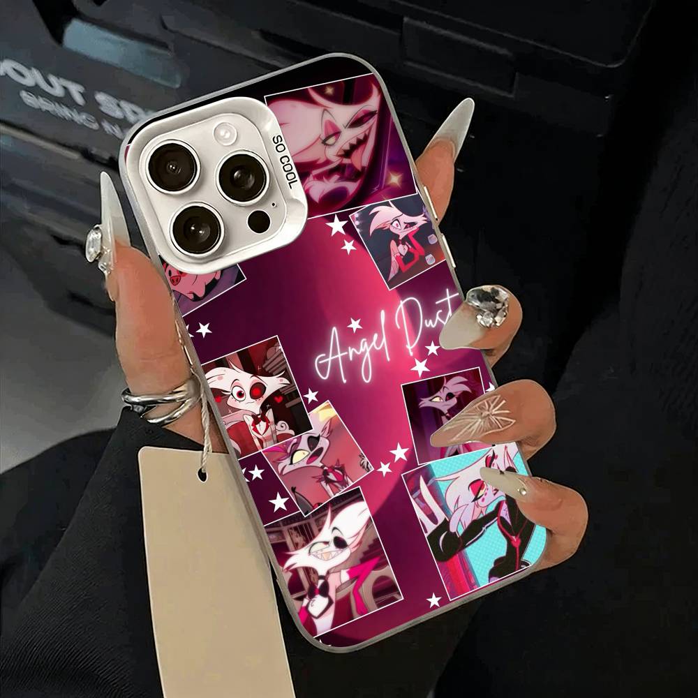 A-Angel Dust H-Hazbin H-Hotel Phone Case For iPhone 11 12 13 14 15 16Pro Max Plus White Sliver Phone Cover
