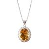 Large Carat Natural Citrine Amethyst Pendant Necklace for Women, S925 Silver with Colored Gemstones